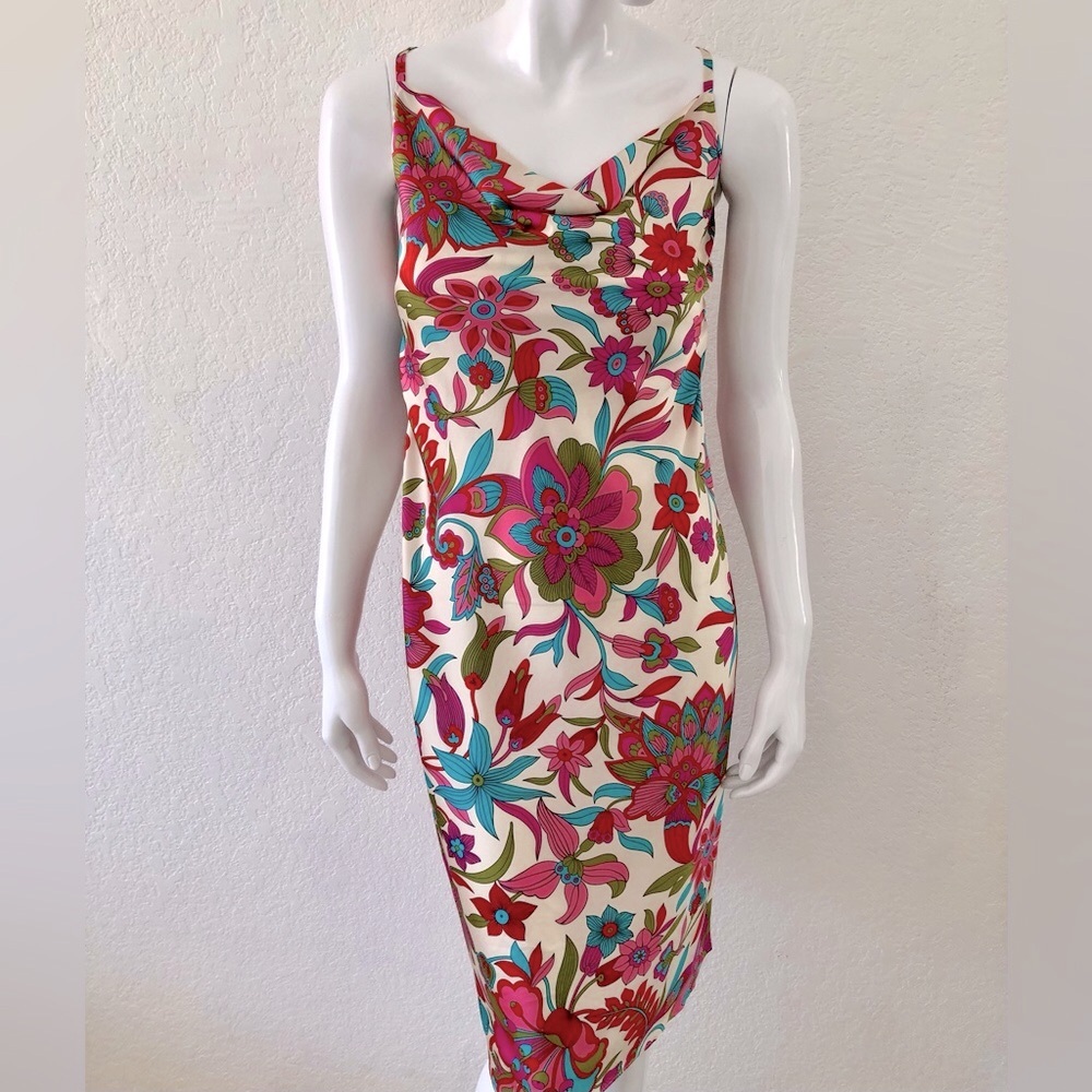 Flora Bea Savi Dress Floral Silk Slip Dress Size S • NEW WITH TAGS • - Picture 5 of 12